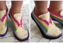 Adult Rainbow Sneakers Crochet Free Pattern - Sneaker Shoes Free #Crochet; Patterns