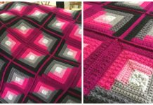 Autumn Log Cabin Throw Blanket Crochet Free Patterns- #Granny; Square #Blanket; Free #Crochet; Patterns