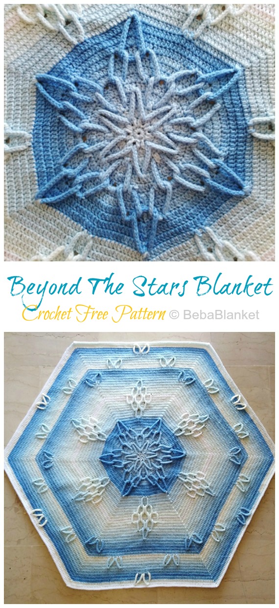 Beyond The Stars Blanket Crochet Free Pattern - #Hexagon; Blankets Free #Crochet; Patterns