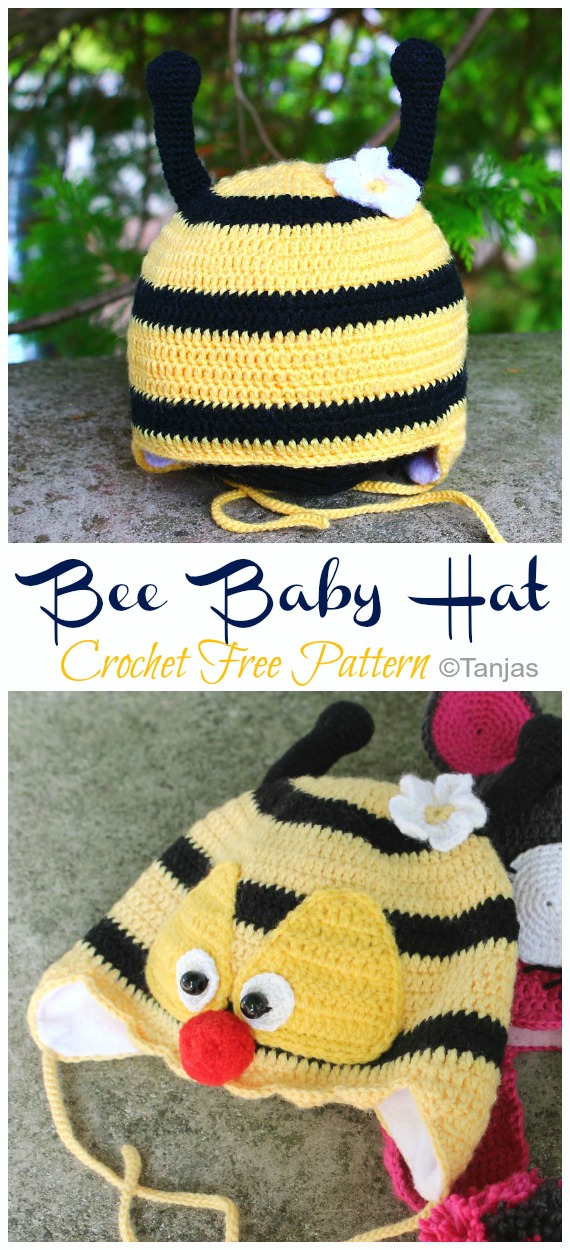 Baby Bumble Bee Hat Crochet Free Patterns - #Beanie; Hat Free #Crochet; Patterns