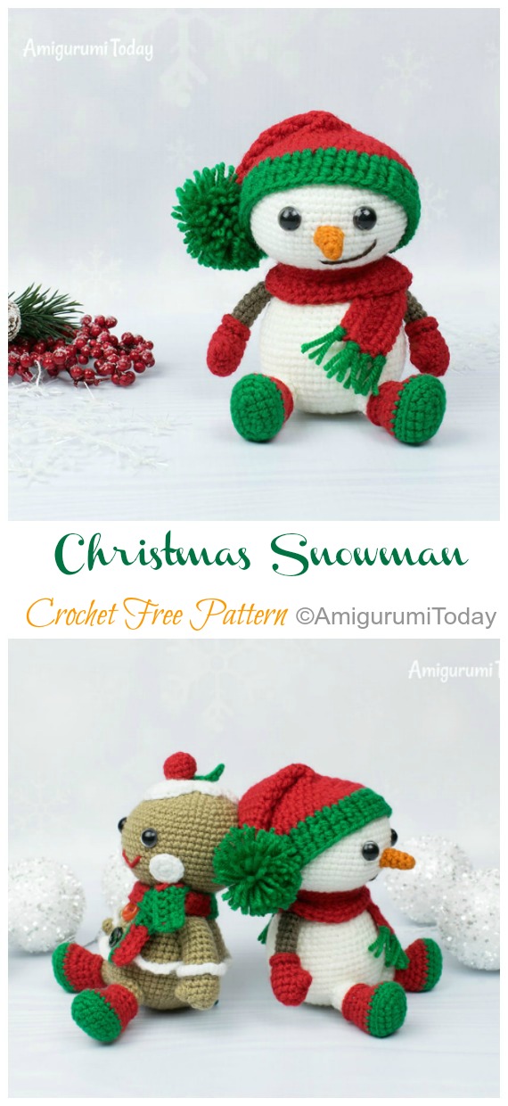 Amigurumi Christmas Snowman Crochet Free Patterns - Crochet #Snowman #Amigurmi; Free Pattern