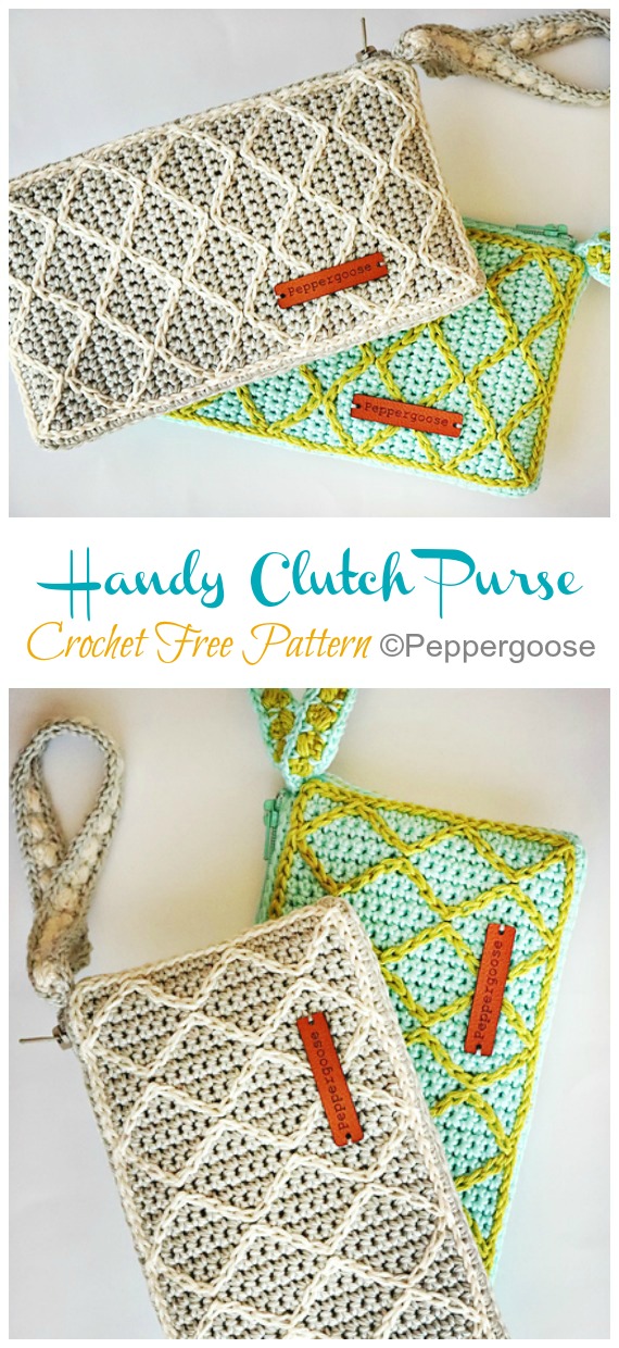 Handy Clutch Purse Crochet Free Pattern - #Clutch; Purse Bag Free #Crochet; Patterns