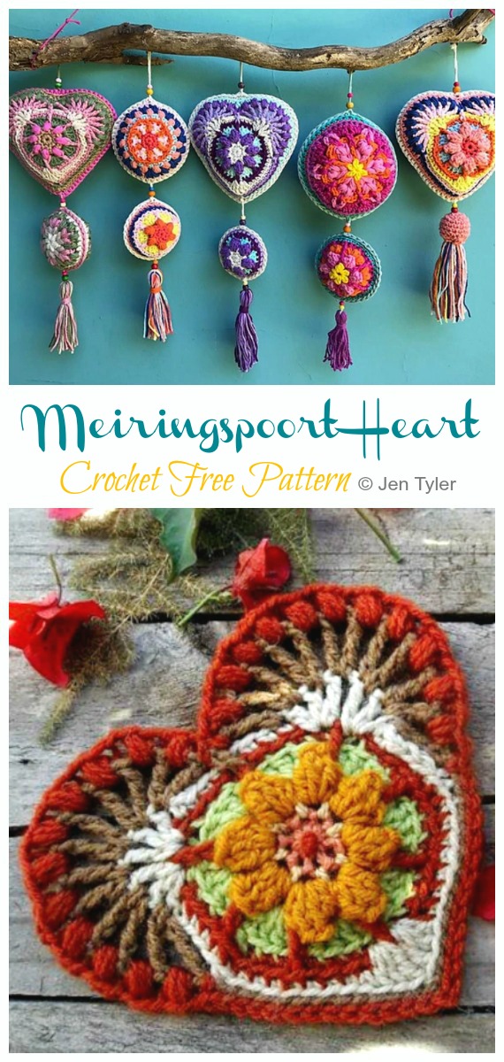 Meiringspoort Heart Crochet Free Pattern - #Heart; Motif Free #Crochet; Patterns