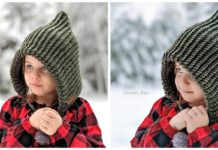 Ribbed Hood Crochet Free Pattern - Hooded #Hat; Free #Crochet;Patterns