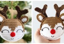 Christmas Rudolph Ornament Crochet Free Pattern - Crochet #Christmas; Toys #Amigurumi; Free Patterns