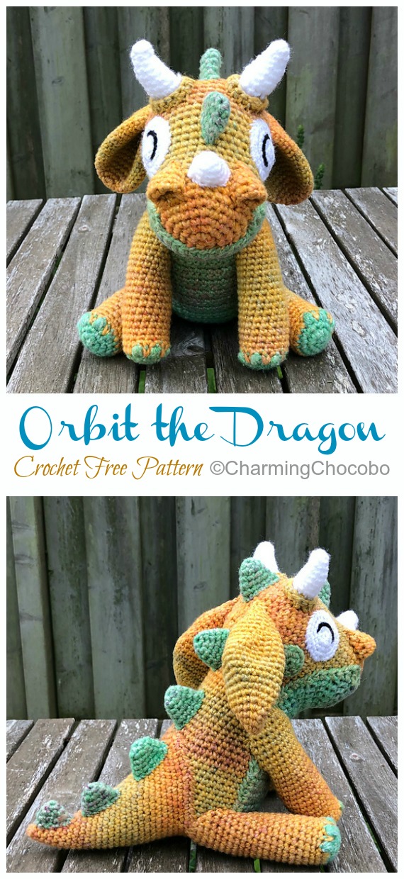 Amigurumi Orbit the Dragon Crochet Free Pattern - Free #Amigurumi; #Dragon; Toy Softies Crochet Patterns