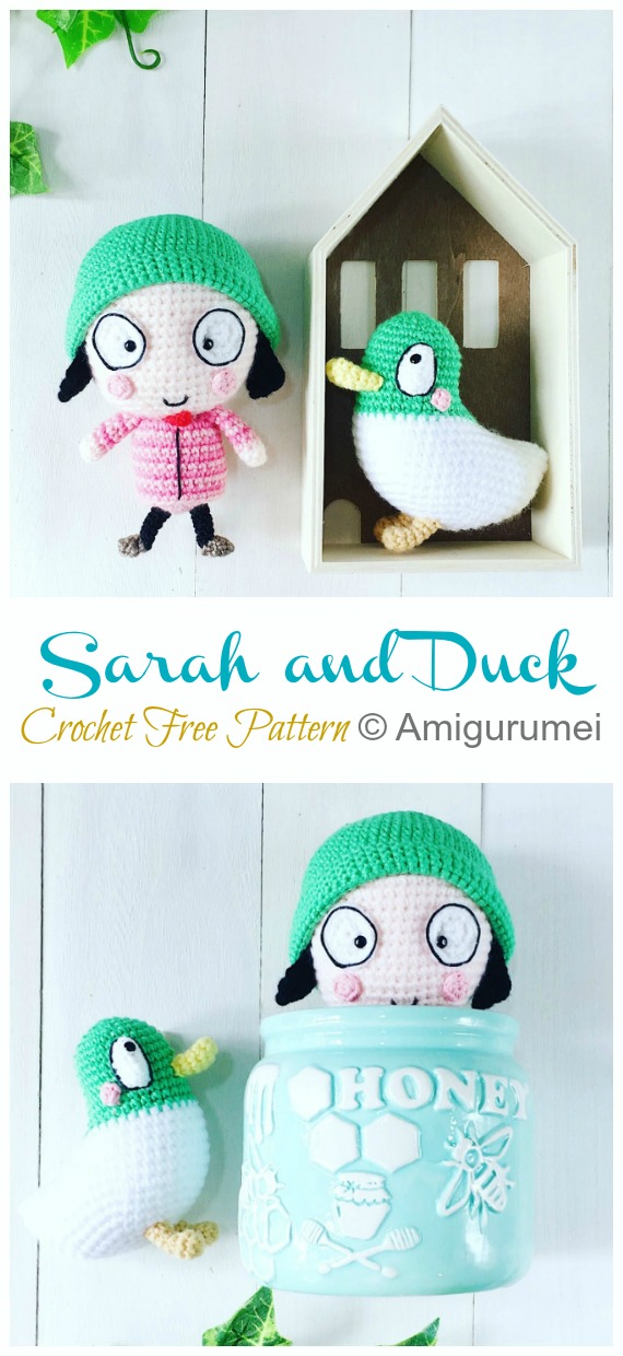 Amigurumi Doll Sarah and Duck Crochet Free Patterns - Crochet #Dolls; #Amigurumi; Free Patterns 