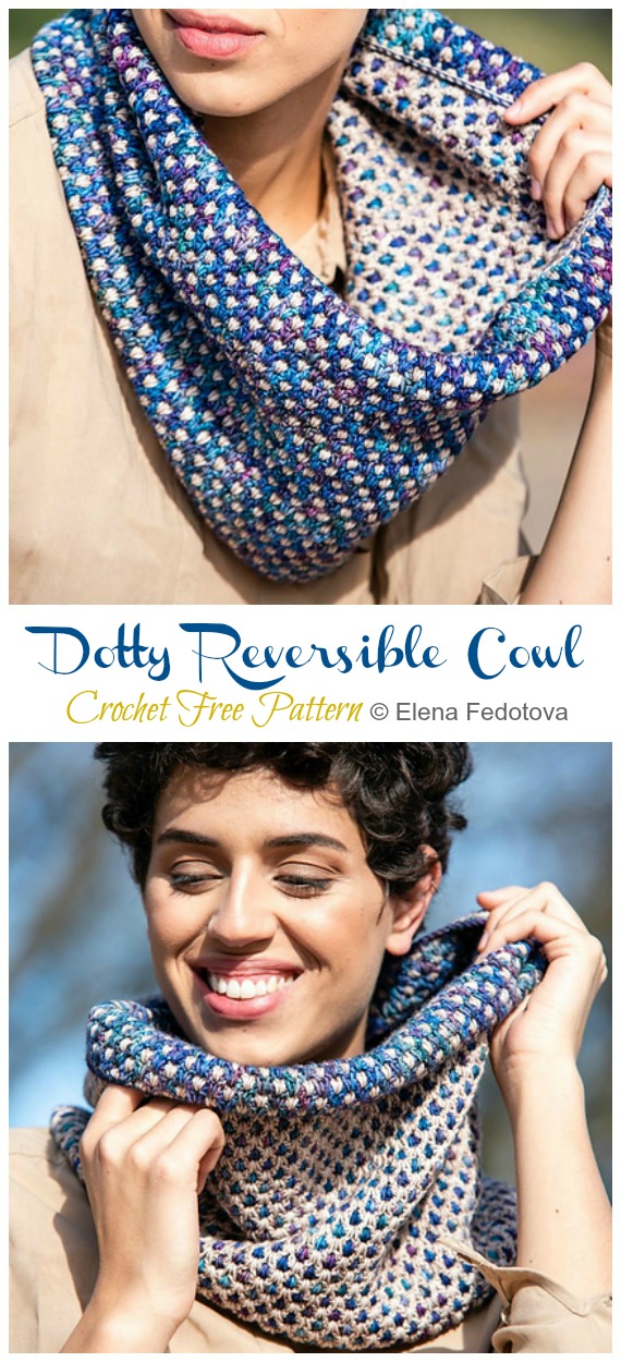 Dotty Reversible Cowl Crochet Free Pattern - Women #Cowl; Free #Crochet; Pattern