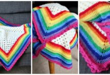 Rainbow Edged Granny Blanket Crochet Free Pattern - #Granny; Square #Blanket; Free #Crochet; Patterns