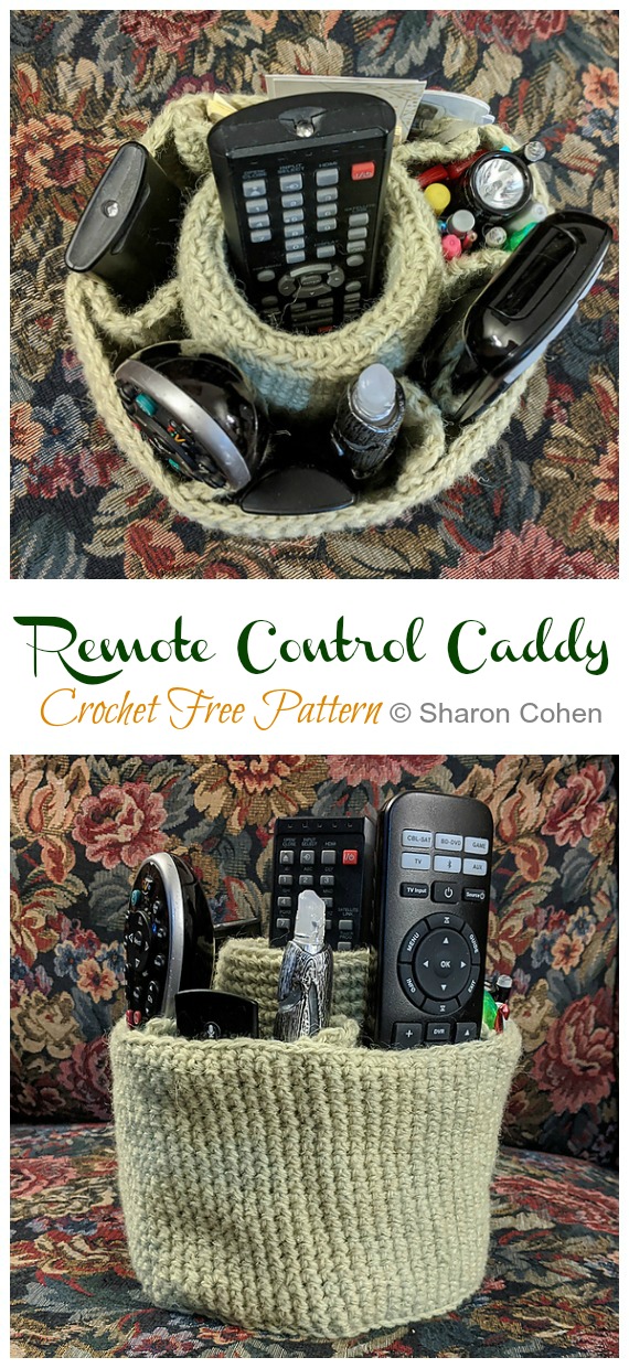 Standup Remote Control Caddy Crochet Free Pattern - Home #Organizer; Free #Crochet; Patterns