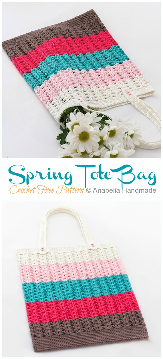 Spring Tote Bag Crochet Free Pattern - Tote #Bag; Free #Crochet; Patterns