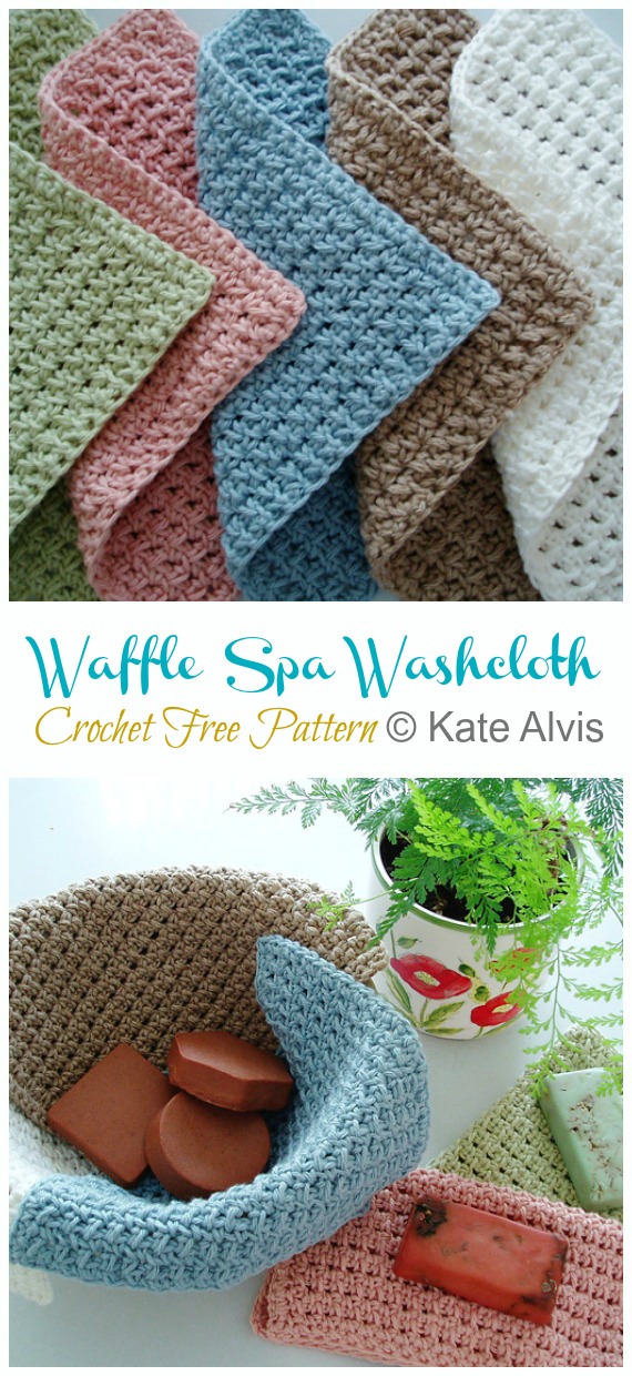 Waffle Crochet Spa Washcloth Crochet Free Patterns - #Dishcloth; Free Crochet Patterns