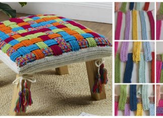 Woven Stool Cover Topper Crochet Free Patterns - #Stool; Cover Free #Crochet; Patterns