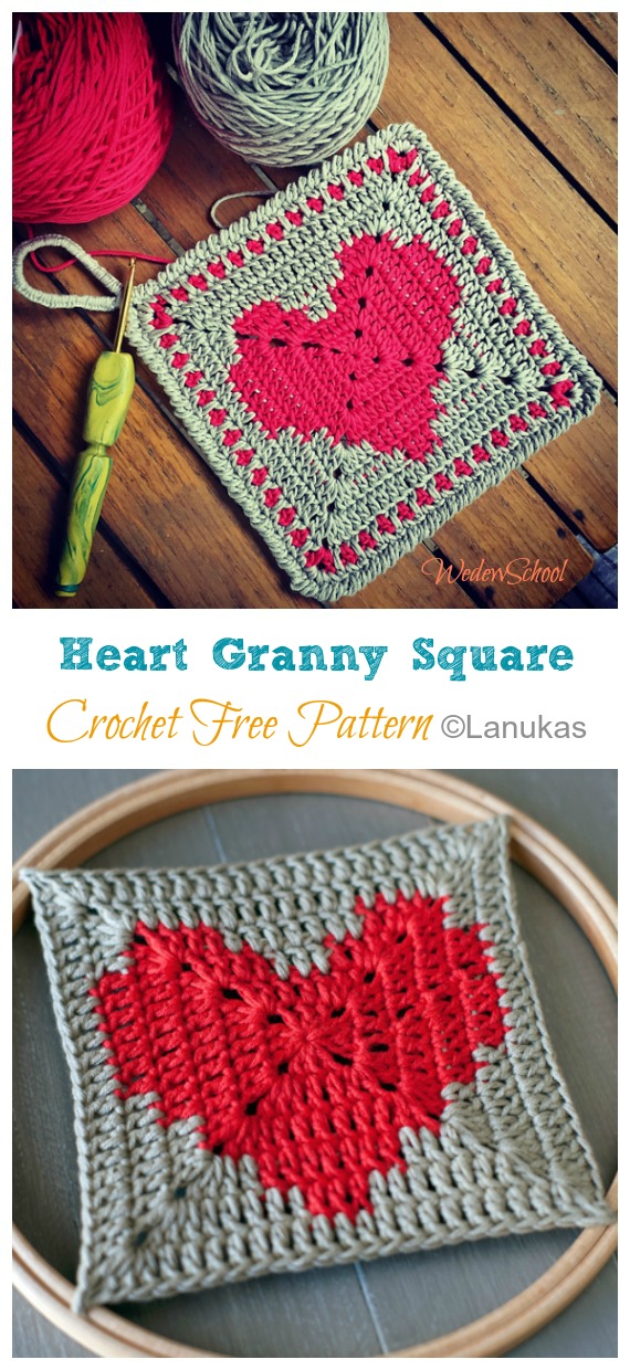 Heart Granny Square Crochet Free Patterns - Crochet & Knitting