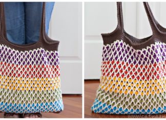 Moroccan Market Tote Bag Crochet Free Pattern- #Crochet; Market Grocery #Bag;Free Patterns