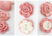 Romantic Rose Brooch Crochet Free Pattern - 3D Rose Flower Free #Crochet; Patterns