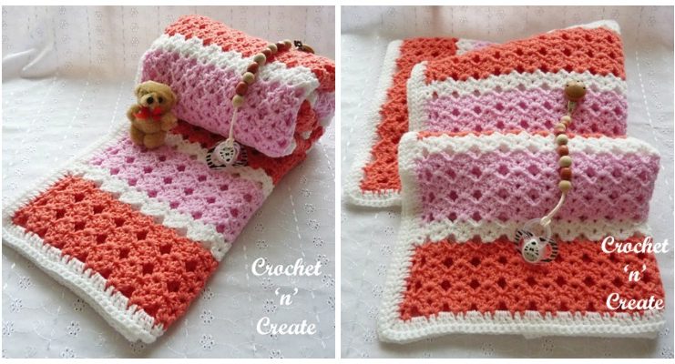 Sweet Dreams Baby Blanket Crochet Free Pattern- Stripy #Blanket; Free #Crochet; Patterns