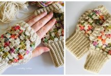 Fingerless Granny Square Mitts Crochet Free Pattern - Mitts Fingerless Gloves Free #Crochet; Patterns