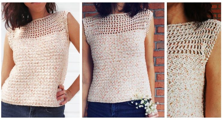 Easy Dreamsicle Tee Top Crochet Free Pattern - Women Summer #Top Free #Crochet; Patterns