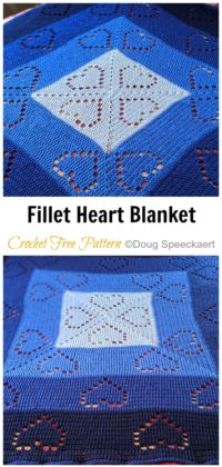 Fillet Heart Square Lace Blanket Crochet Free Pattern - Crochet & Knitting