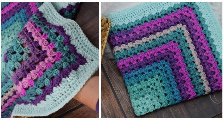 Rosemary Blanket Crochet Free Pattern - #Granny; Square #Blanket; Free #Crochet; Patterns