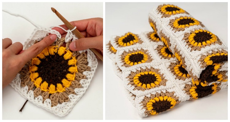 sunflower free crochet pattern beginner level afghan
