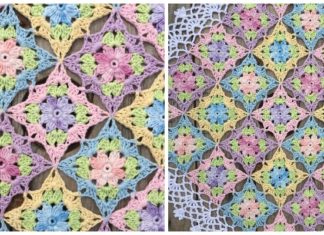 Wild Flower Lace Square Crochet Free Pattern - #Granny; Square #Blanket; Free #Crochet; Patterns