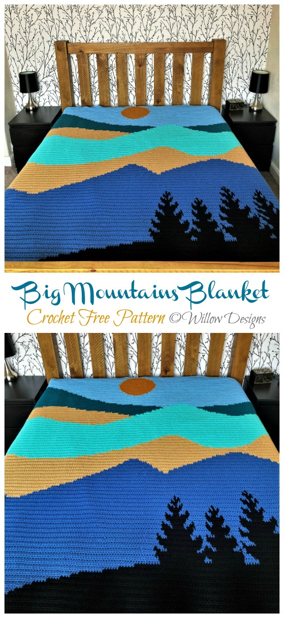 Big Mountains Blanket Crochet Free Pattern - Graphgan #Blanket; Free #Crochet; Patterns