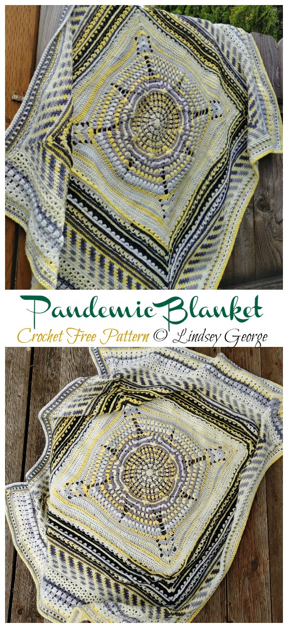 Pandemic Blanket Crochet Free Pattern - #Granny; Square #Blanket; Free #Crochet; Patterns