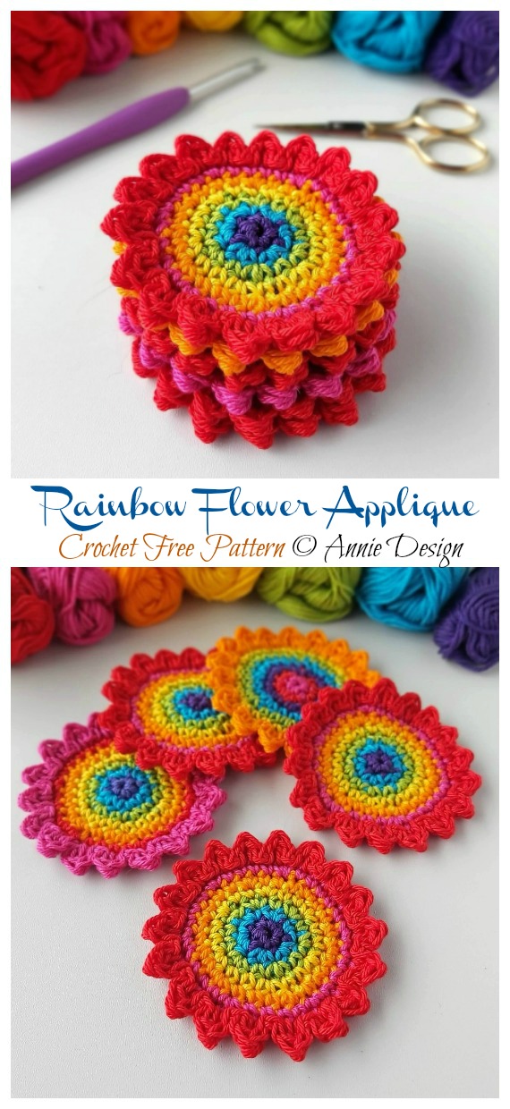 Rainbow Coaster Crochet Free Patterns - Easy #Crochet Coaster Free Patterns