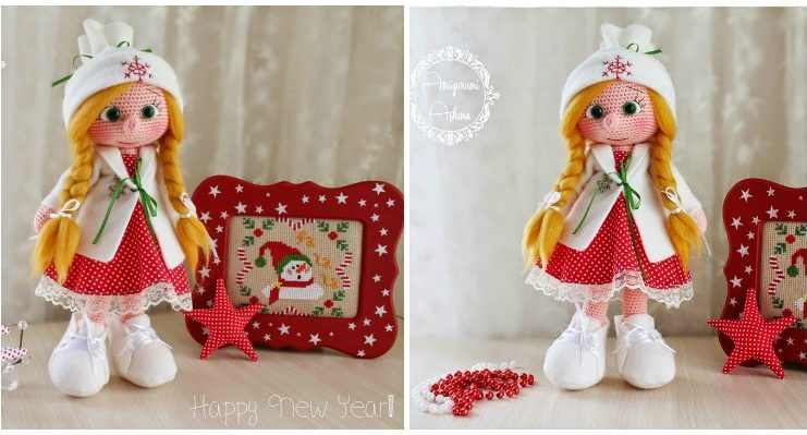 Amigurumi Christmas Doll Crochet Free Pattern- Crochet #Dolls; #Amigurumi; Free Patterns