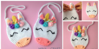 Unicorn Purse Crochet Free Pattern - Kids Shoulder #Bags; Free #Crochet; Patterns