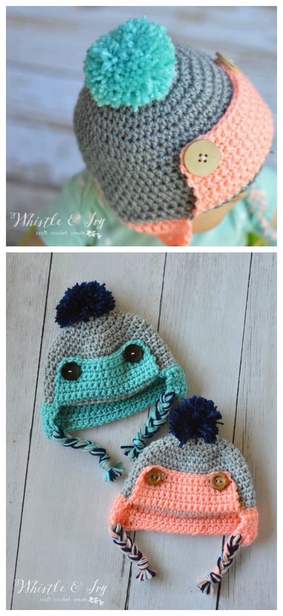 Baby/Toddler Trapper Hat Crochet Free Pattern