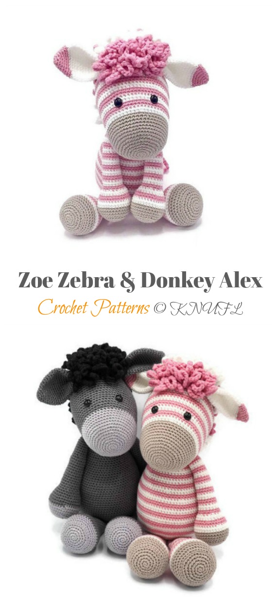 Amigurumi Zebra and Donkey Crochet Pattern - Crochet #Zebra; Amigurumi Patterns