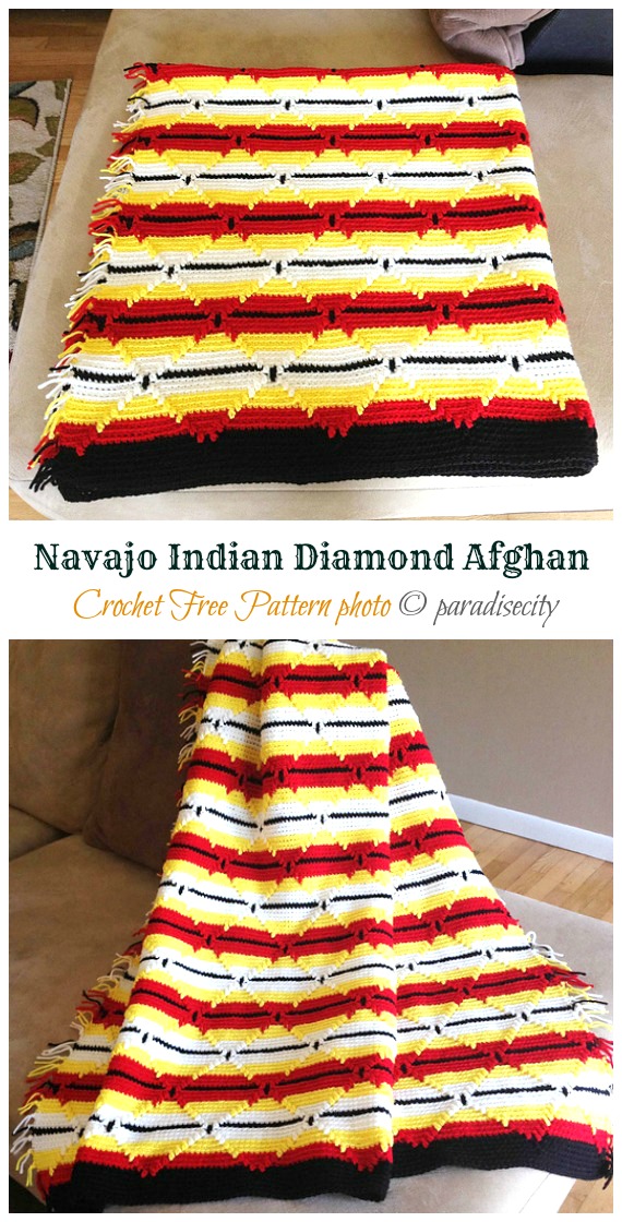 Navajo Indian Diamond Afghan ­Crochet Free Pattern [Video] - Crochet ...