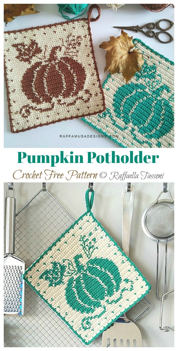 Pumpkin Potholder Crochet Free Pattern - Hot Pad #Potholder; Free #Crochet; Pattern