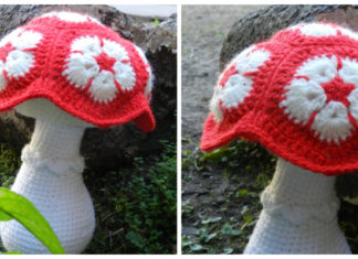 African Flower Mushroom Crochet Free Pattern - Toadstool Mushroom Free #Crochet; Patterns