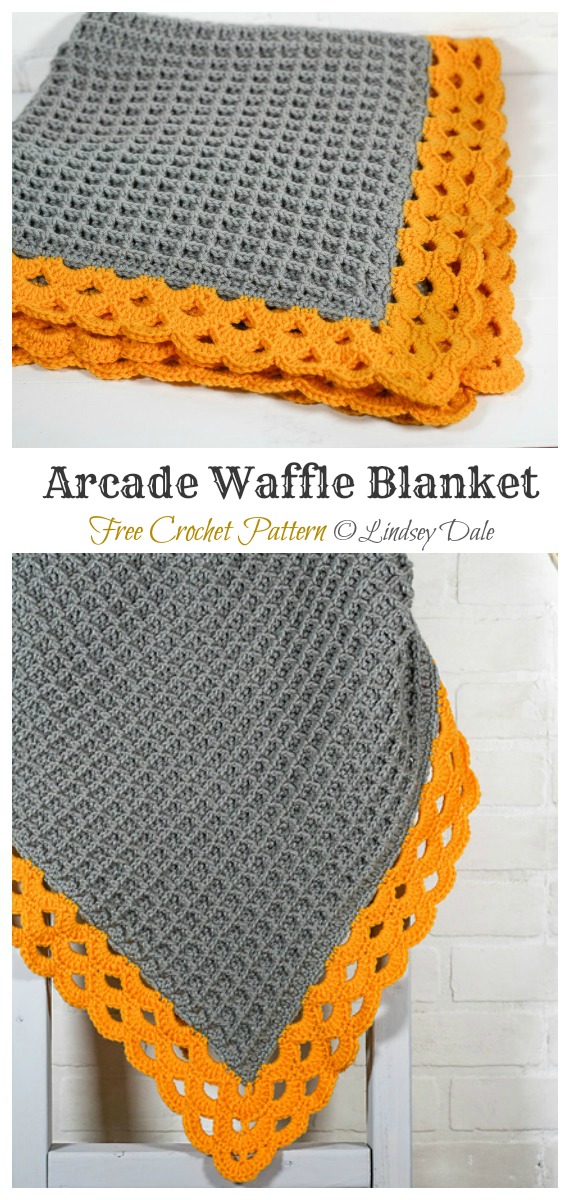 Arcade Waffle Blanket Crochet Free Pattern