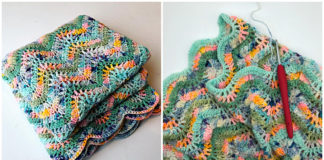 Feather & Fan Blanket Crochet Free Pattern - #Crochet; Ripple #Blanket; Free Crochet Pattern