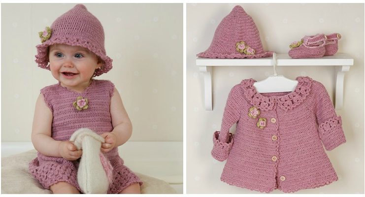 Little Miss Berry Cardigan Hat Set Crochet Free Patterns