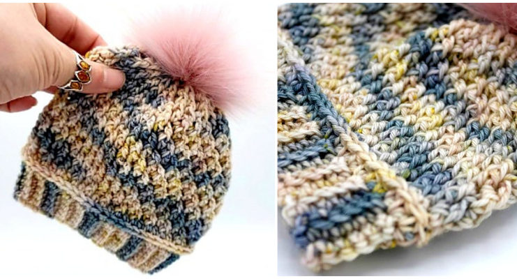 Newborn Pom Beanie Hat Crochet Free Pattern - Baby #Beanie; Hat Free #Crochet; Patterns