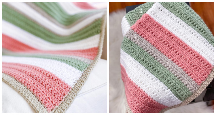 Quick and Easy Stripe Blanket Crochet Free Pattern - Crochet & Knitting