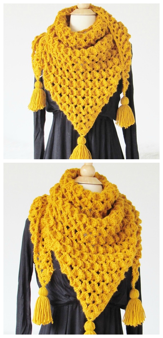 Rose Petals Scarf Crochet Free Pattern- Triangle #Scarf; Free #Crochet; Patterns