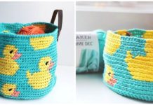 Rubber Ducky Basket Crochet Free Pattern- Storage #Basket; Free #Crochet; Patterns