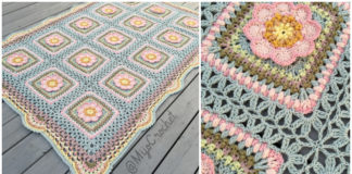 Song of the Forest Flower Blanket Crochet Free Pattern - #Granny; Square #Blanket; Free #Crochet; Patterns