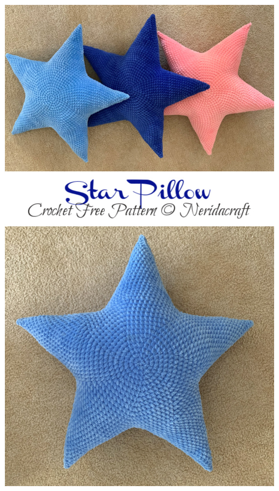 Star Pillow Crochet Free Patterns -Fun #Crochet Kids #Pillows Free Patterns