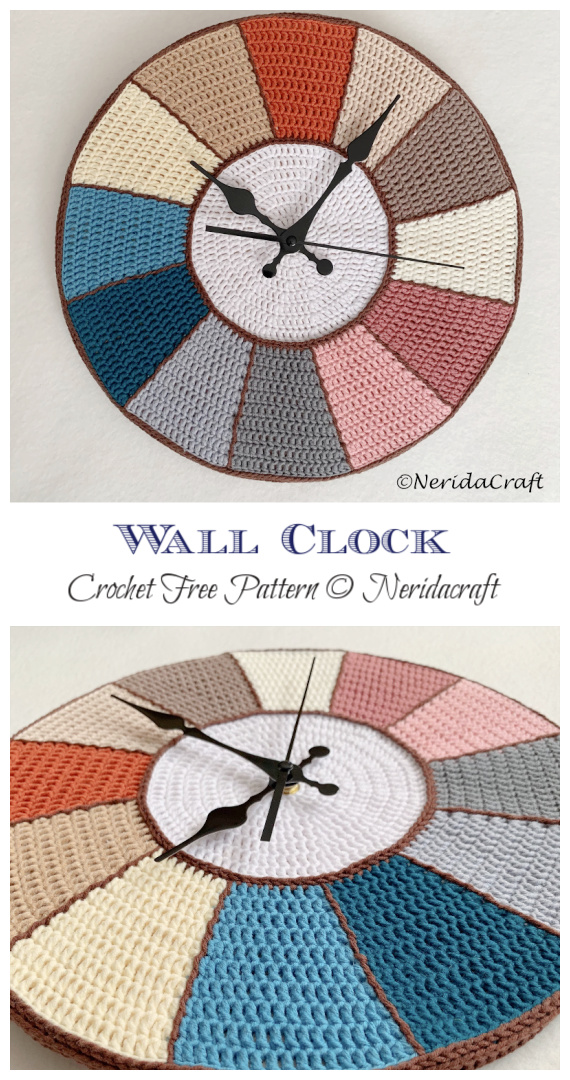 Wall Clock Crochet Free Pattern - Wall Home Decoration Free #Crochet Patterns