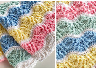 Butterfly Kisses Baby Blanket Crochet Free Pattern - #Crochet; Ripple #Blanket; Free Crochet Pattern