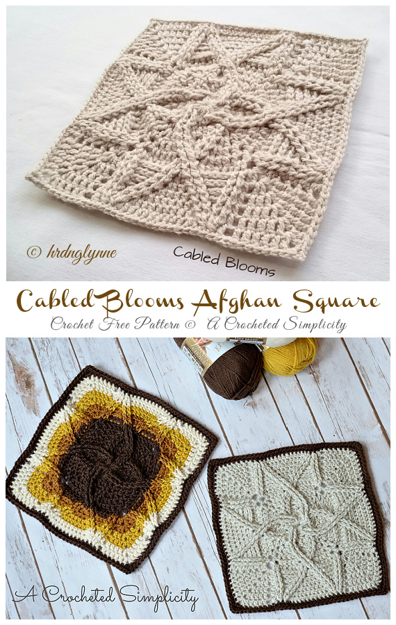 Cabled Blooms Afghan Square Crochet Free Patterns