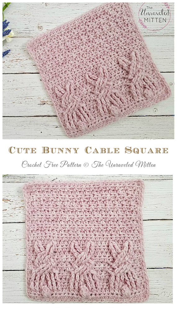 Cute Bunny Cable Square Crochet Free Patterns